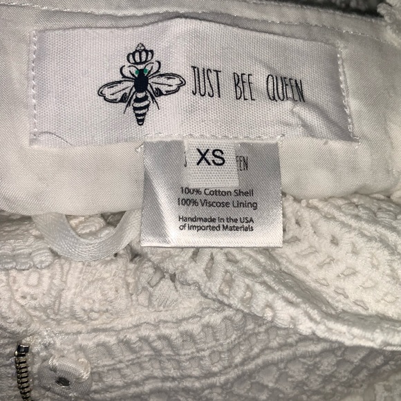 Just Bee Queen Tulum Bali Ruched Crochet Lace Dress White XS $725 - Picture 8 of 9